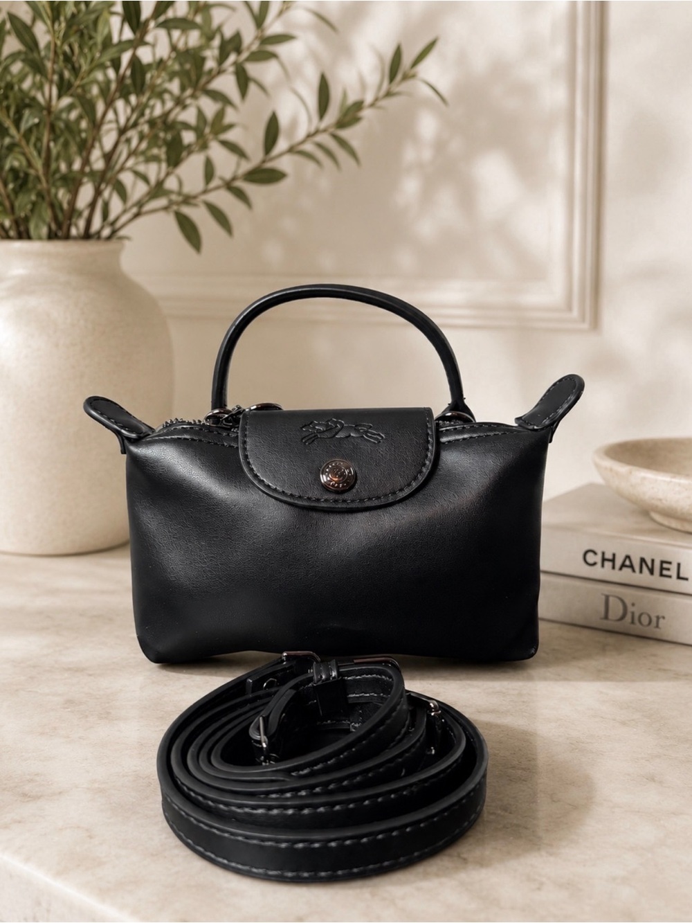 Longchamp Leather Top-Handle Crossbody Bag Mini